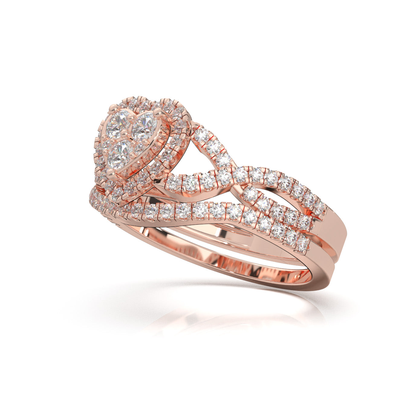 1.00 ct Natural Diamond Engagement Sets in 14k Rose Gold