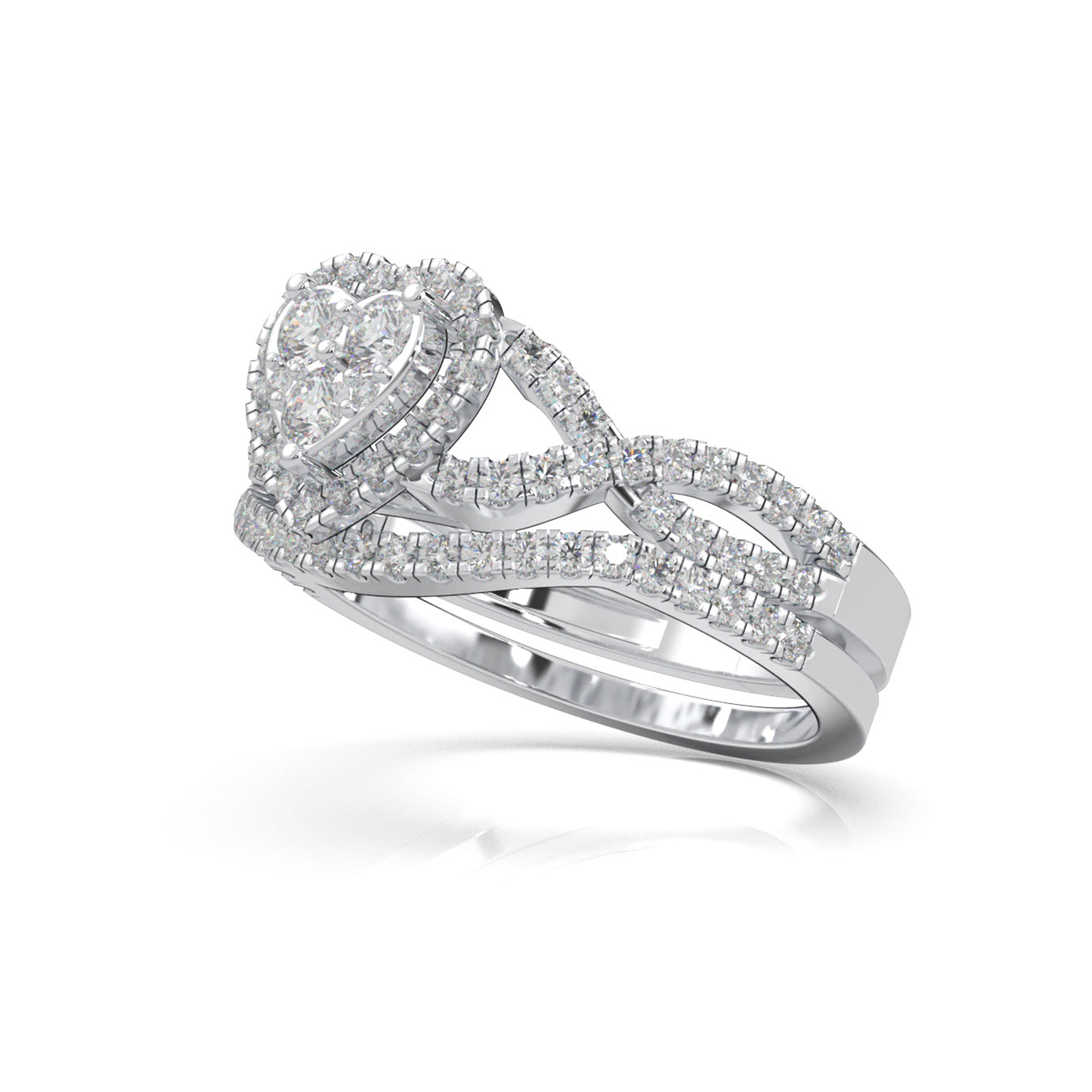 1.00 ct Moissanite Engagement Sets in 14k White Gold