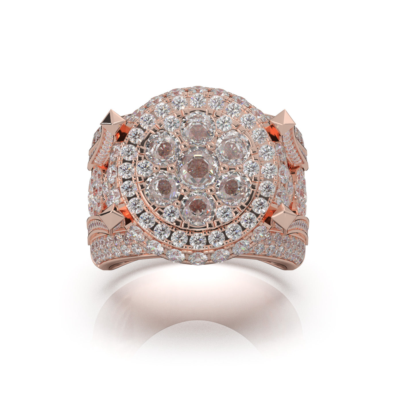 5.60 ct Lab Grown Diamond Statement Mens Rings in 14k Rose Gold