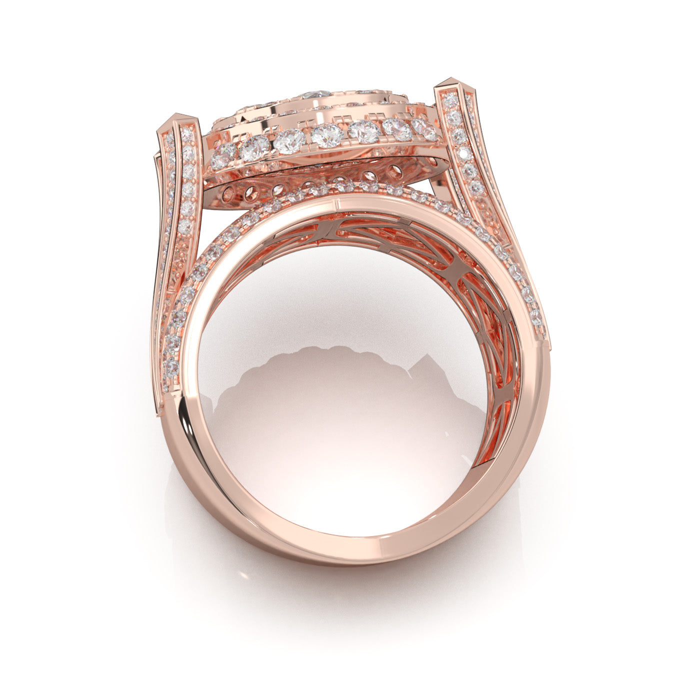 5.60 ct Lab Grown Diamond Statement Mens Rings in 14k Rose Gold
