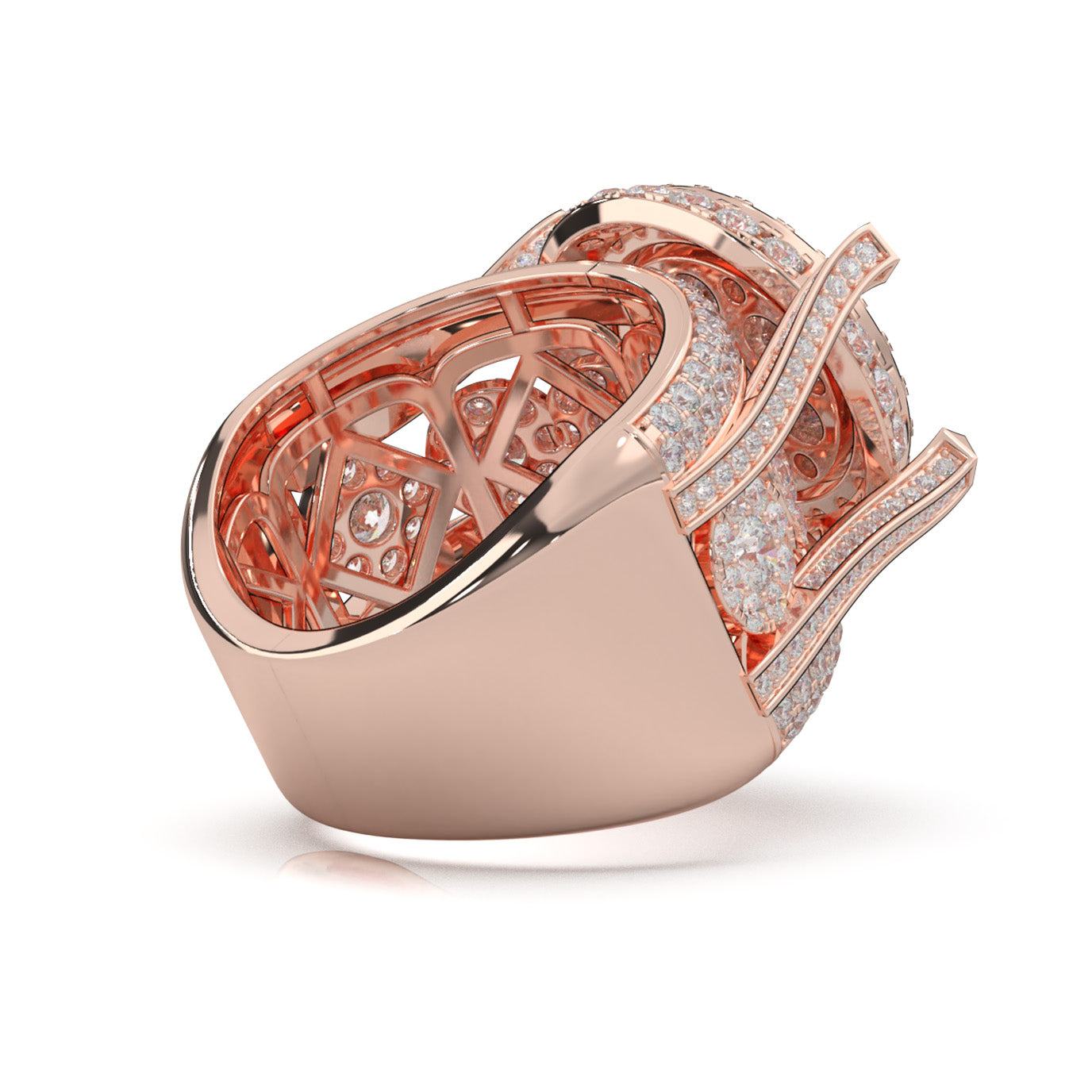 5.60 ct Lab Grown Diamond Statement Mens Rings in 14k Rose Gold