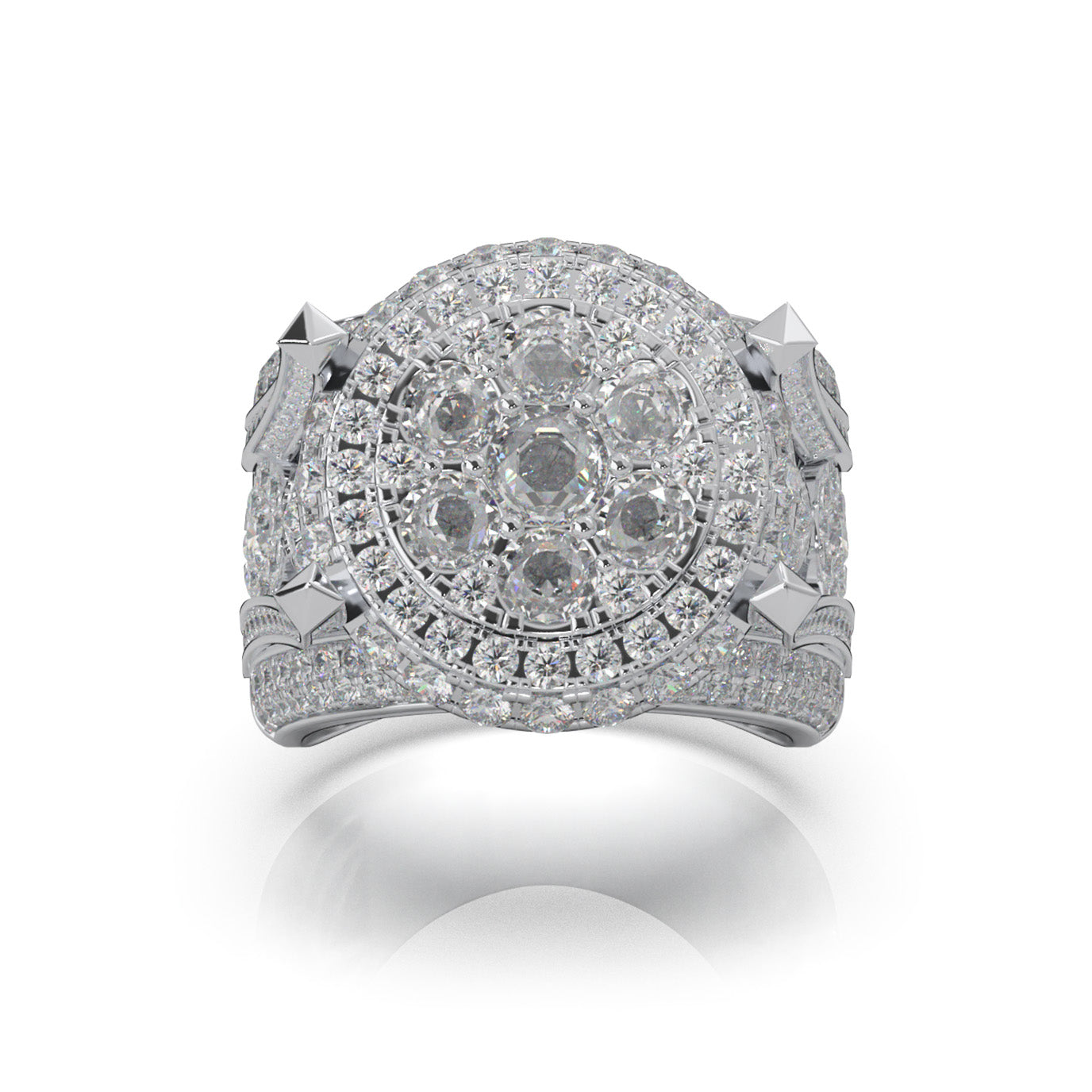 5.60 ct Moissanite Statement Mens Rings in 10k White Gold