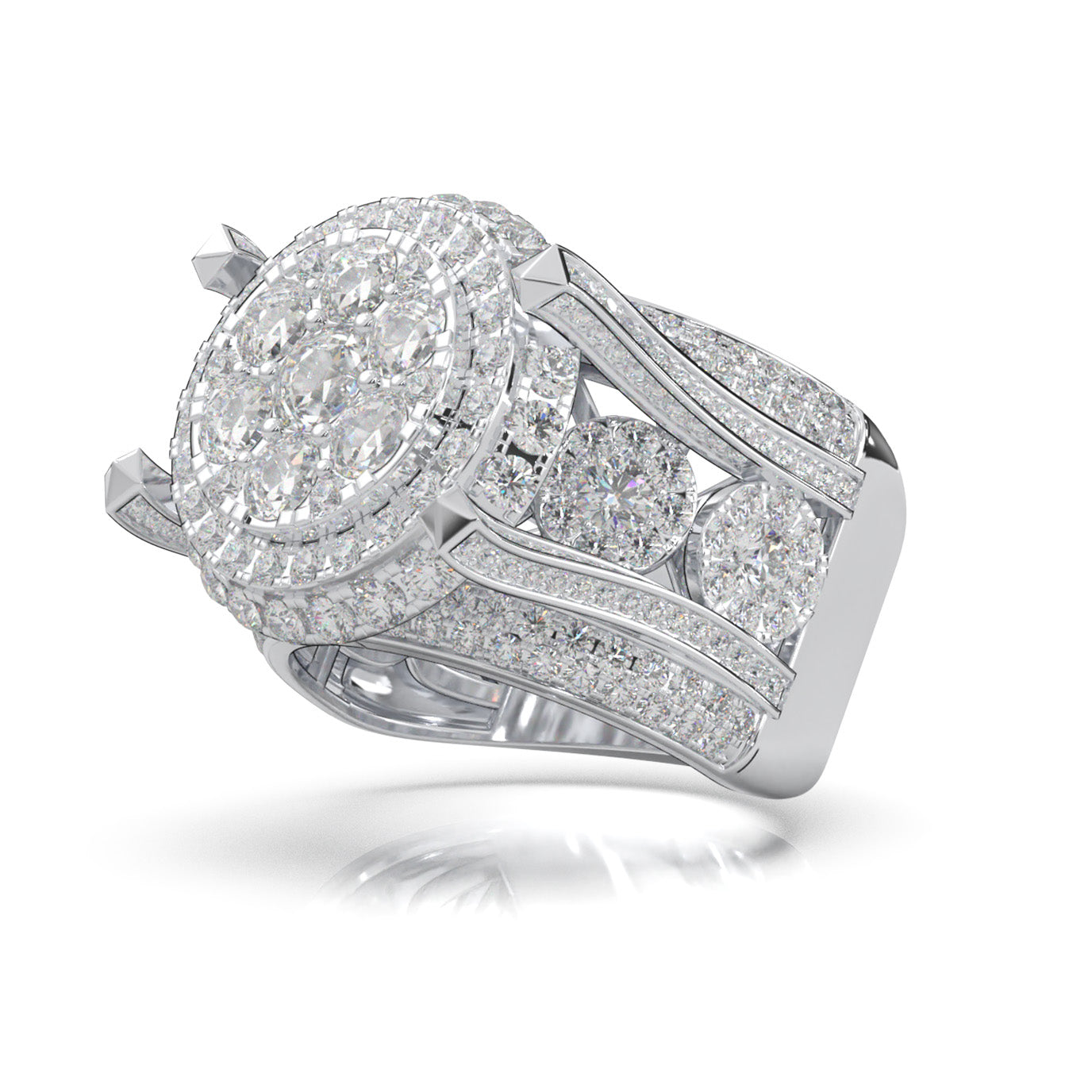5.60 ct Lab Grown Diamond Statement Mens Rings in 14k White Gold