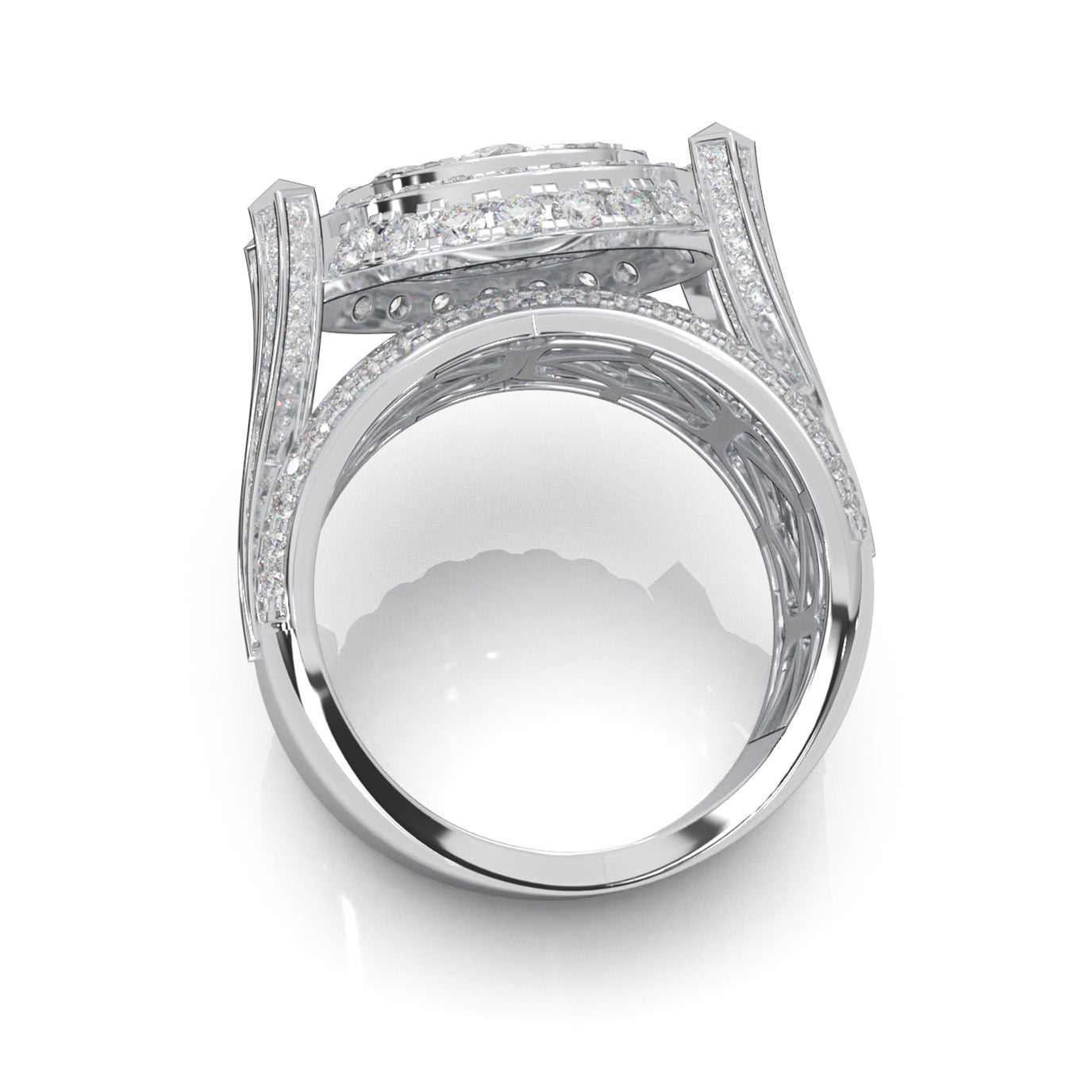 5.60 ct Moissanite Statement Mens Rings in 14k White Gold