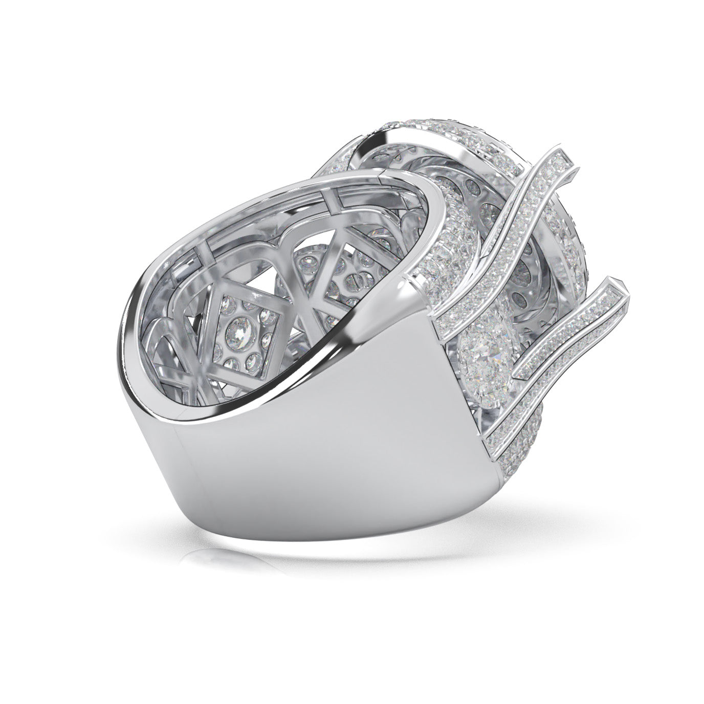 5.60 ct Moissanite Statement Mens Rings in 14k White Gold