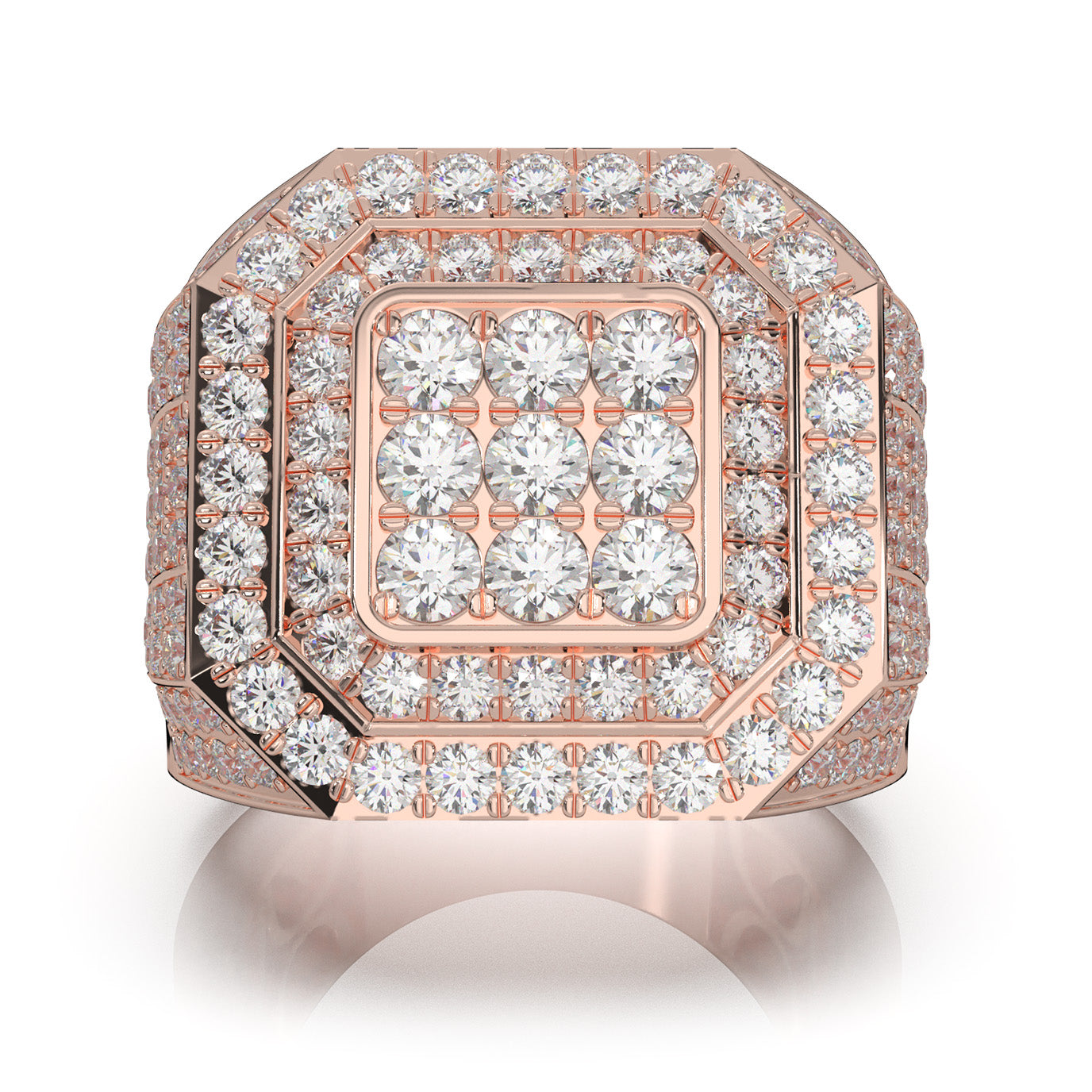 5.40 ct Lab Grown Diamond Mens Rings in 14k Rose Gold
