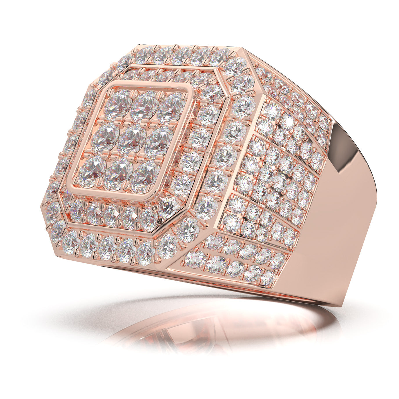 5.40 ct Moissanite Mens Rings in 10k Rose Gold
