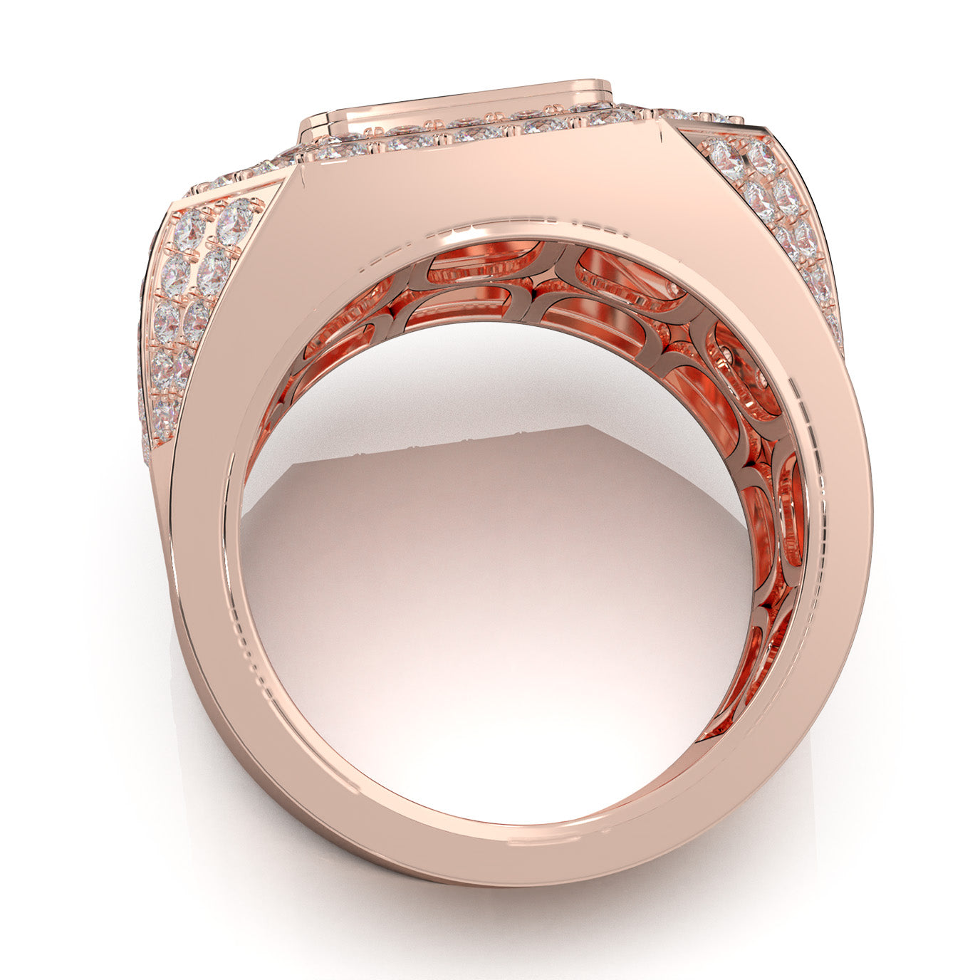 5.40 ct Moissanite Mens Rings in 14k Rose Gold