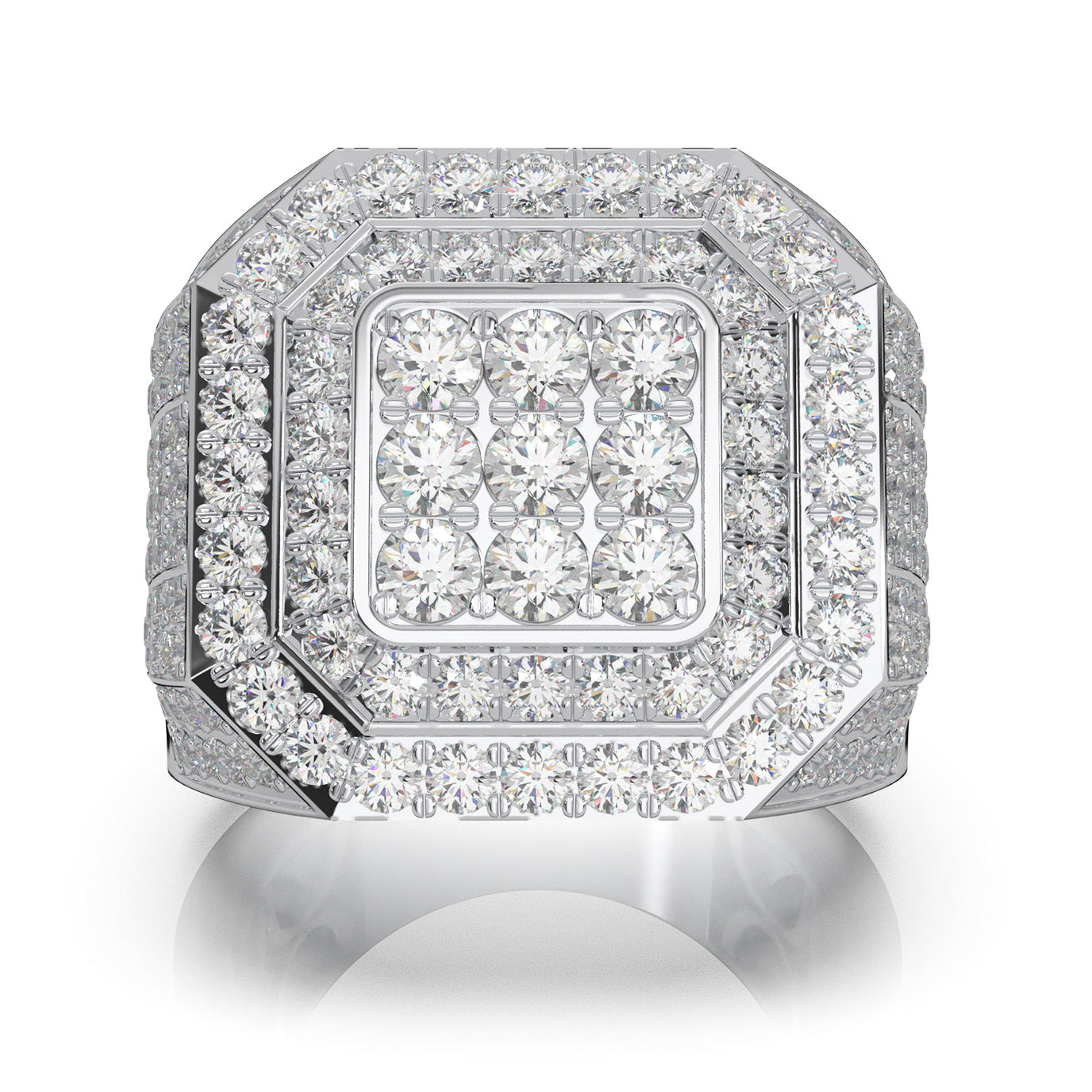 5.40 ct Moissanite Mens Rings in 10k White Gold