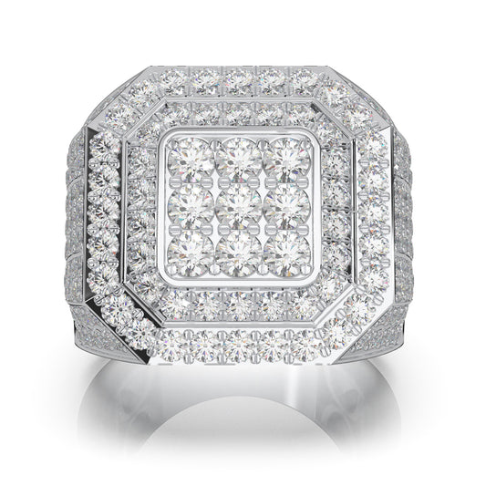 5.40 ct Natural Diamond Mens Rings in 14k White Gold