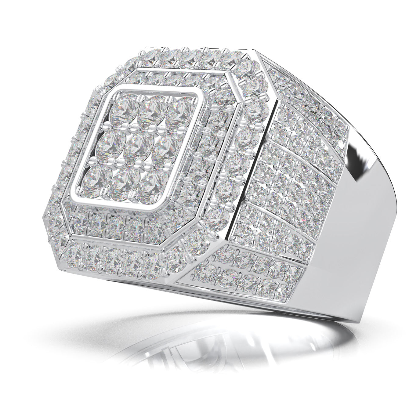 5.40 ct Natural Diamond Mens Rings in 14k White Gold