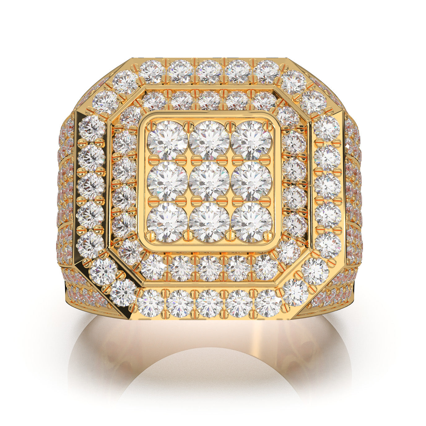 5.40 ct Moissanite Mens Rings in 10k Yellow Gold