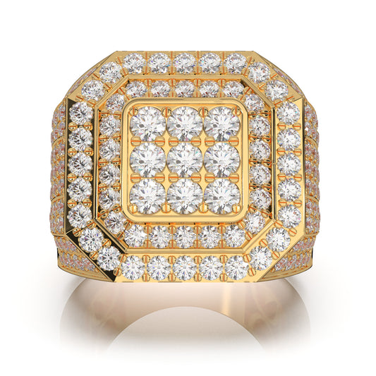 5.40 ct Moissanite Mens Rings in 10k Yellow Gold