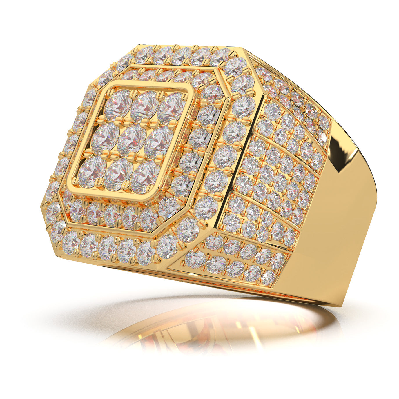 5.40 ct Moissanite Mens Rings in 14k Yellow Gold