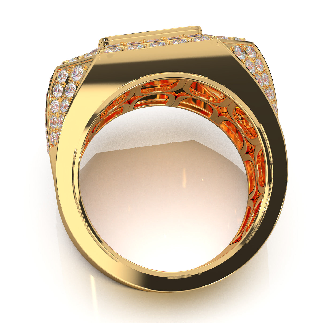 5.40 ct Moissanite Mens Rings in 14k Yellow Gold