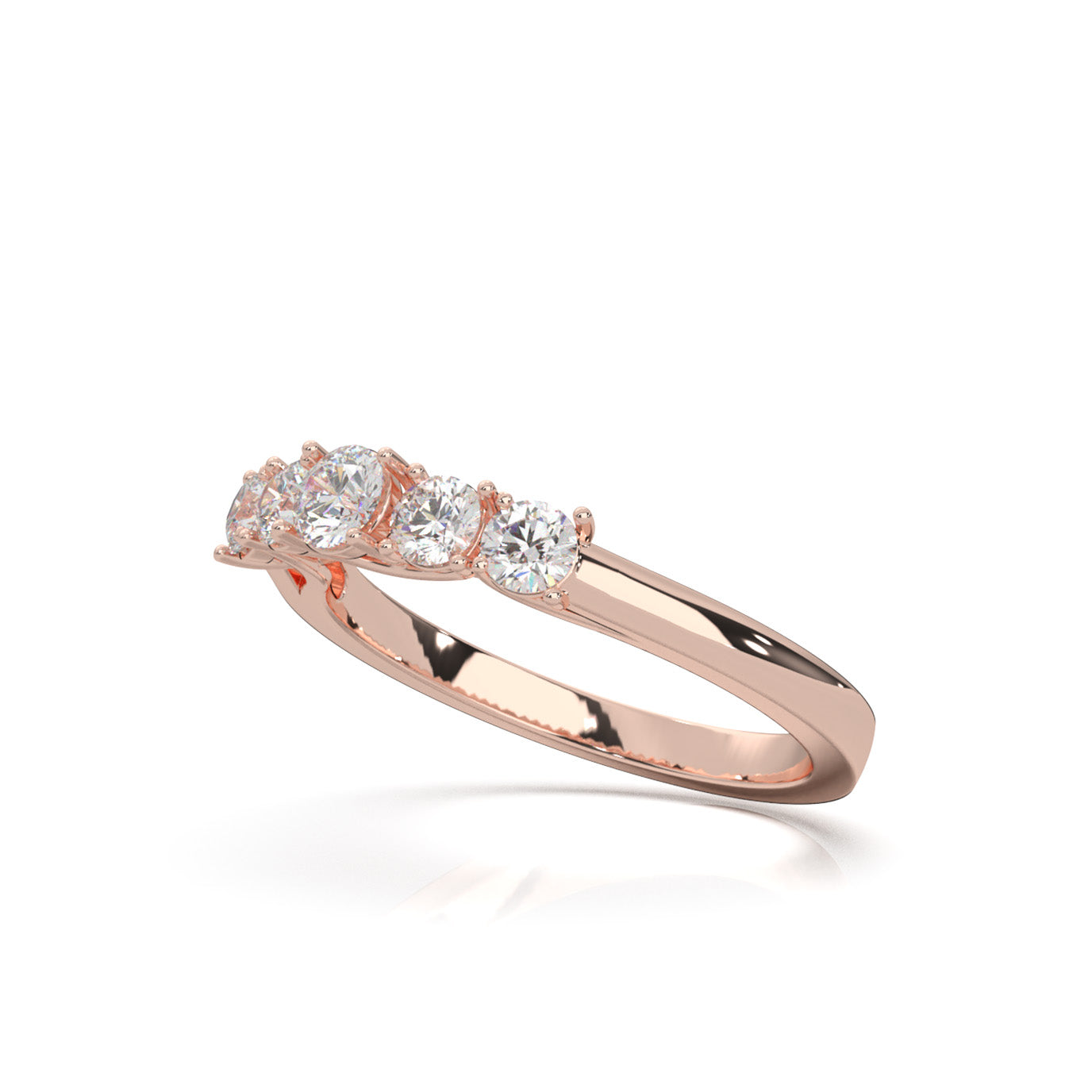 0.66 ct Natural Diamond Wedding Bands in 10k Rose Gold