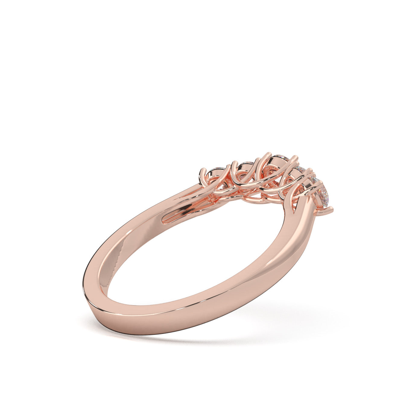 0.66 ct Moissanite Wedding Bands in 10k Rose Gold