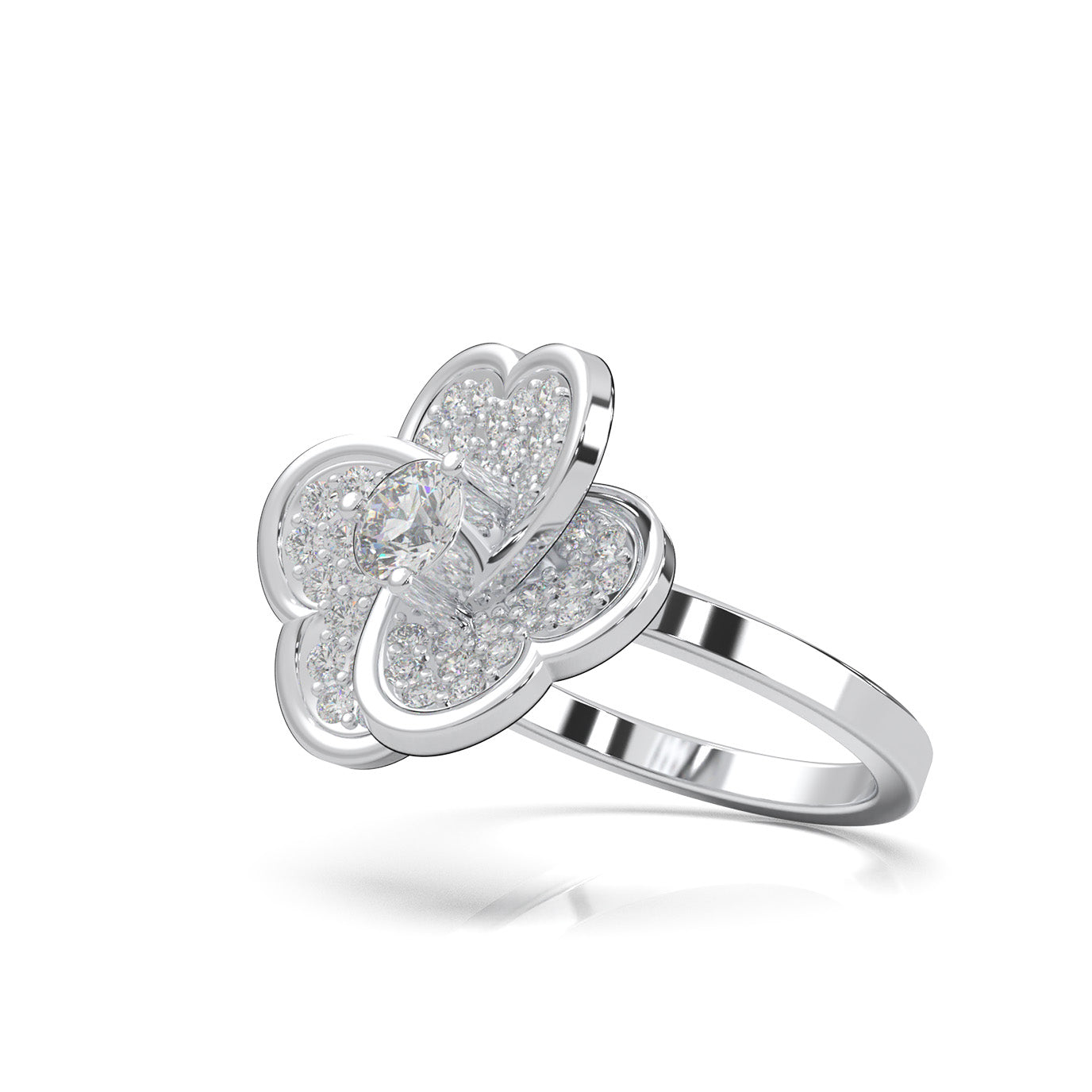 0.90 ct Natural Diamond Fancy Rings in 14k White Gold