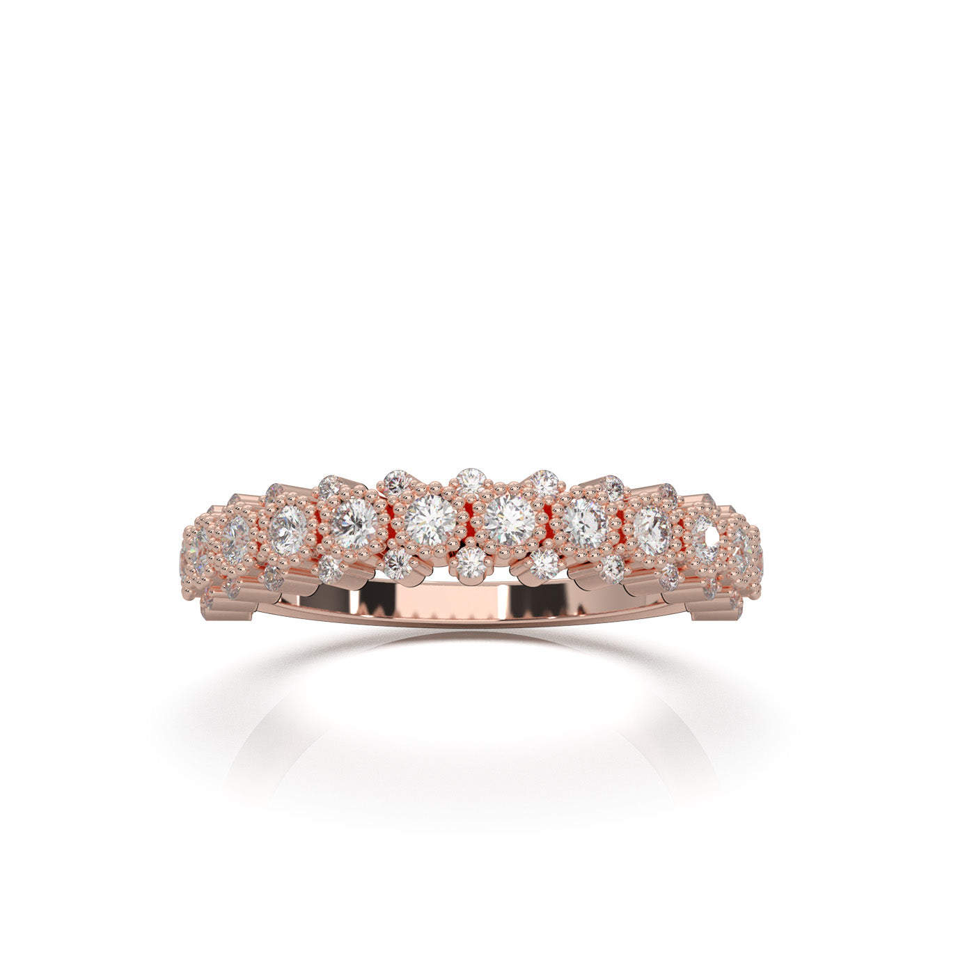 0.66 ct Natural Diamond Wedding Bands in 10k Rose Gold
