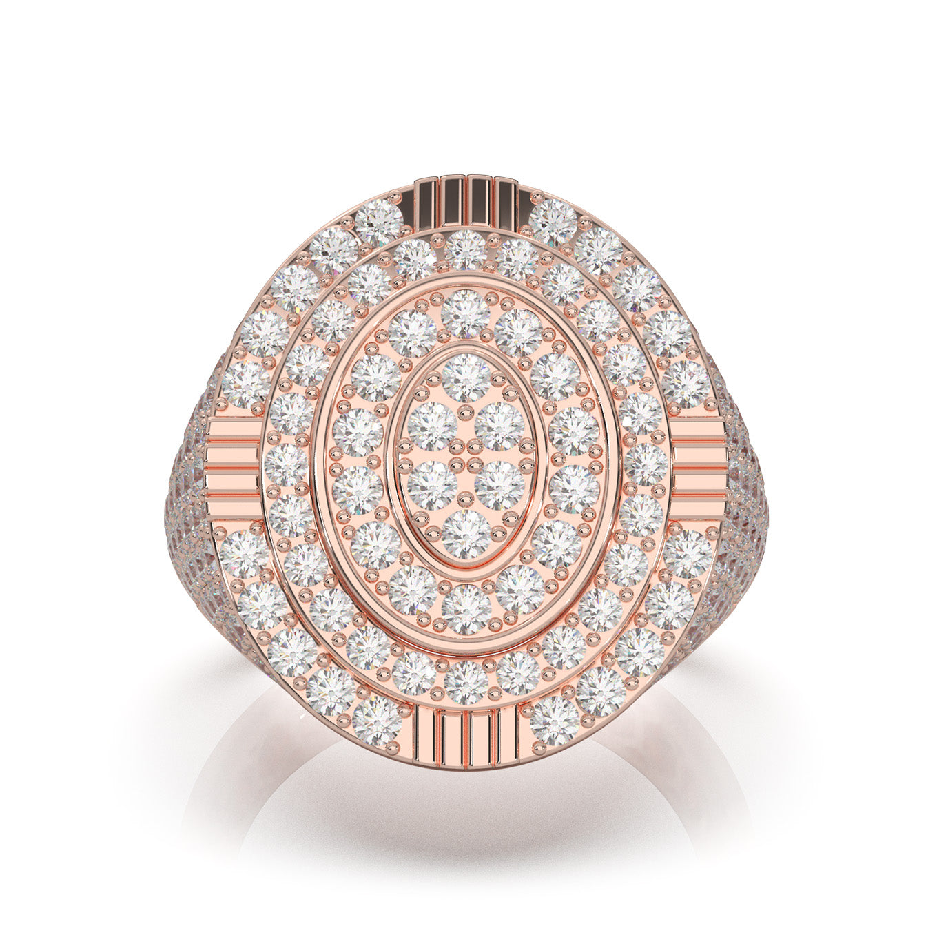 3.90 ct Moissanite Statement Mens Rings in 14k Rose Gold