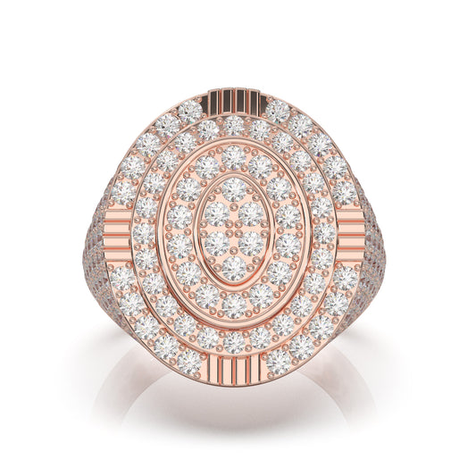 3.90 ct Moissanite Statement Mens Rings in 14k Rose Gold