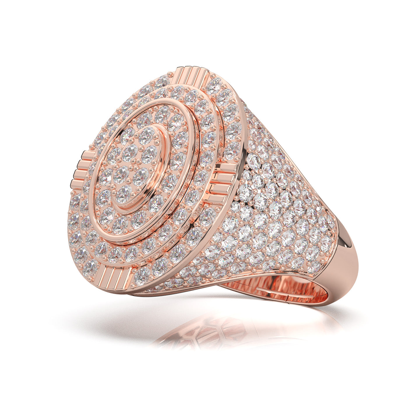 3.90 ct Natural Diamond Statement Mens Rings in 10k Rose Gold