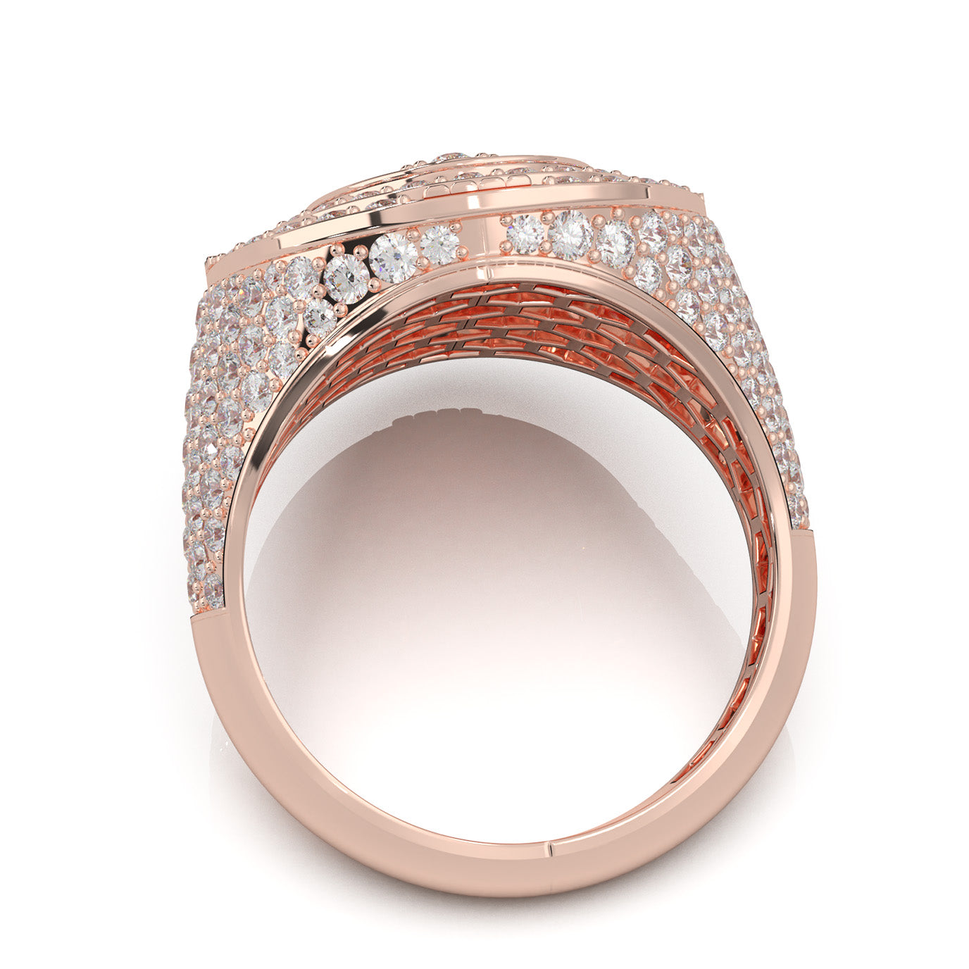 3.90 ct Moissanite Statement Mens Rings in 10k Rose Gold