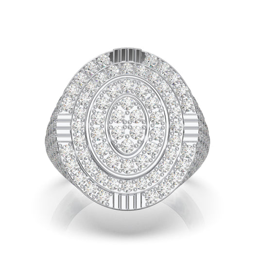 3.90 ct Moissanite Statement Mens Rings in 14k White Gold