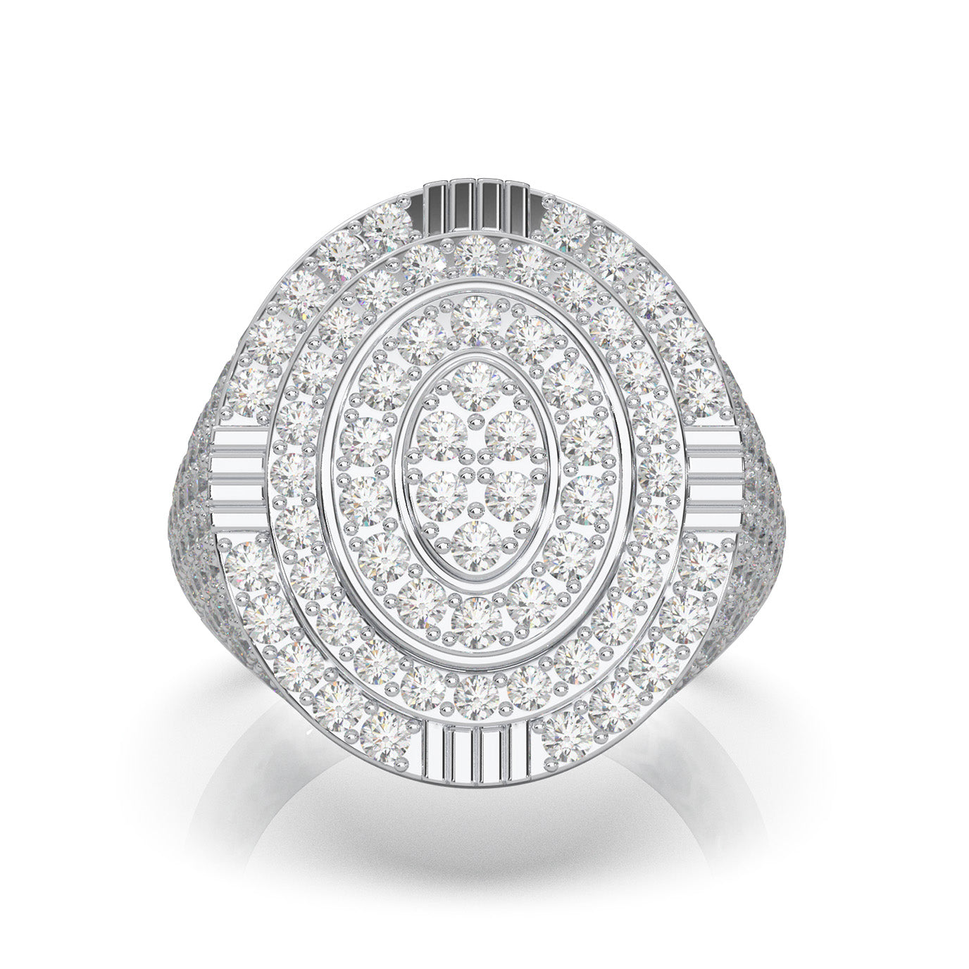3.90 ct Lab Grown Diamond Statement Mens Rings in 14k White Gold
