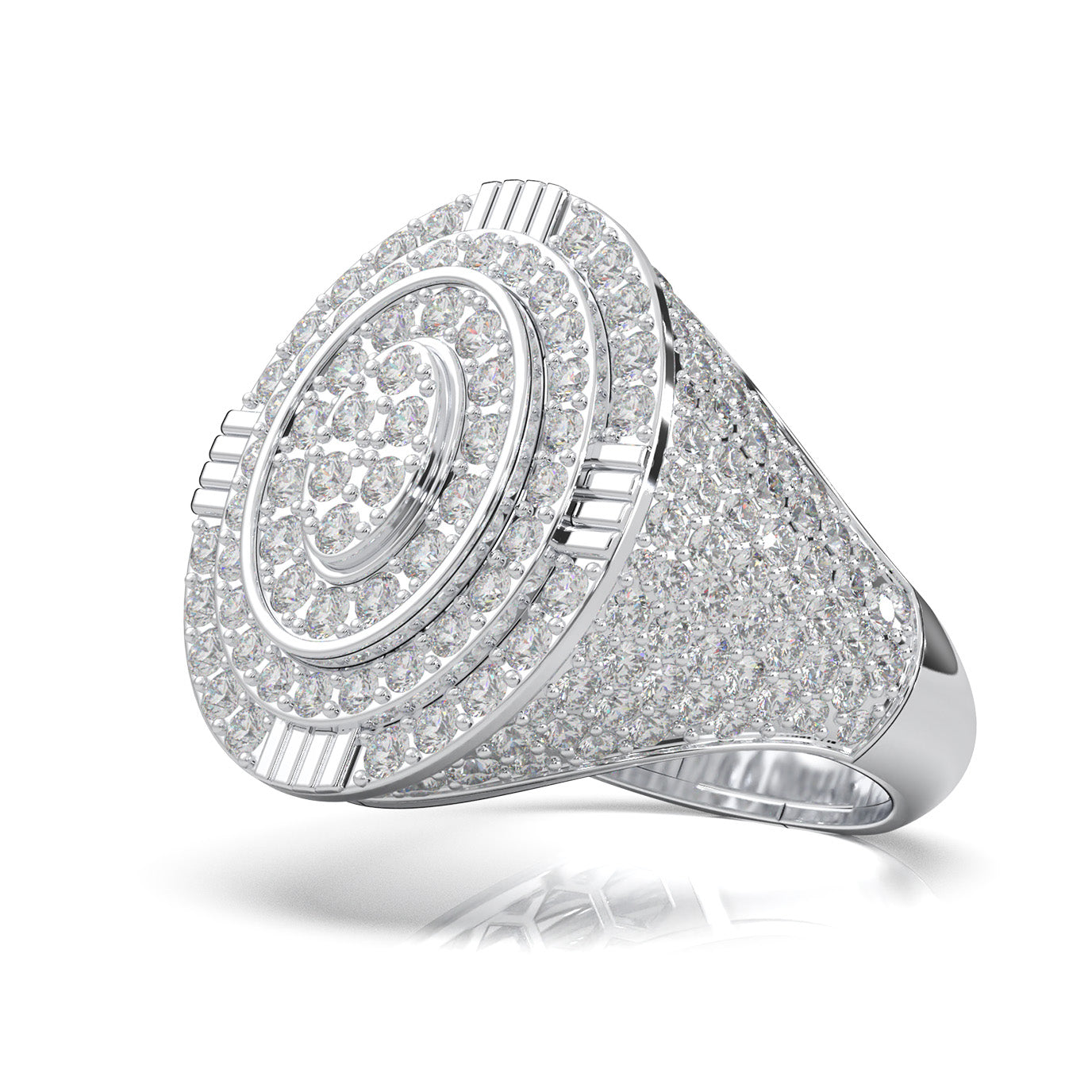 3.90 ct Lab Grown Diamond Statement Mens Rings in 14k White Gold