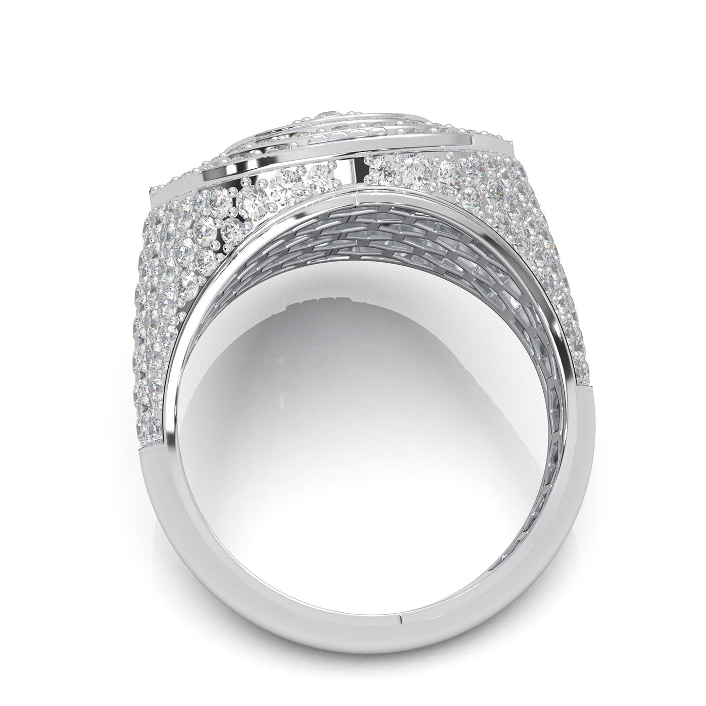 3.90 ct Moissanite Statement Mens Rings in 14k White Gold