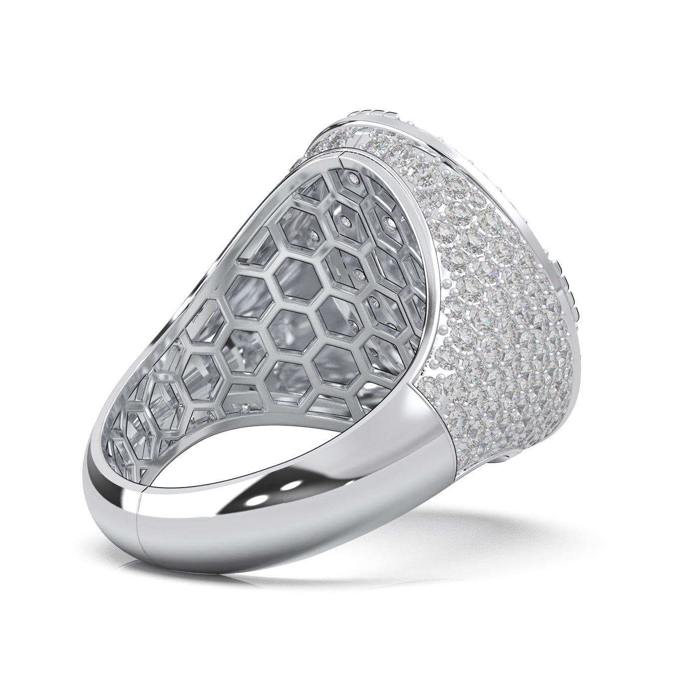 3.90 ct Lab Grown Diamond Statement Mens Rings in 14k White Gold