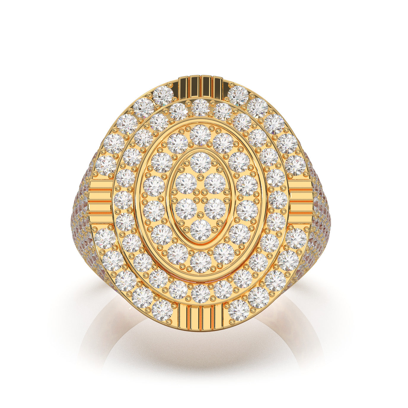 3.90 ct Moissanite Statement Mens Rings in 14k Yellow Gold