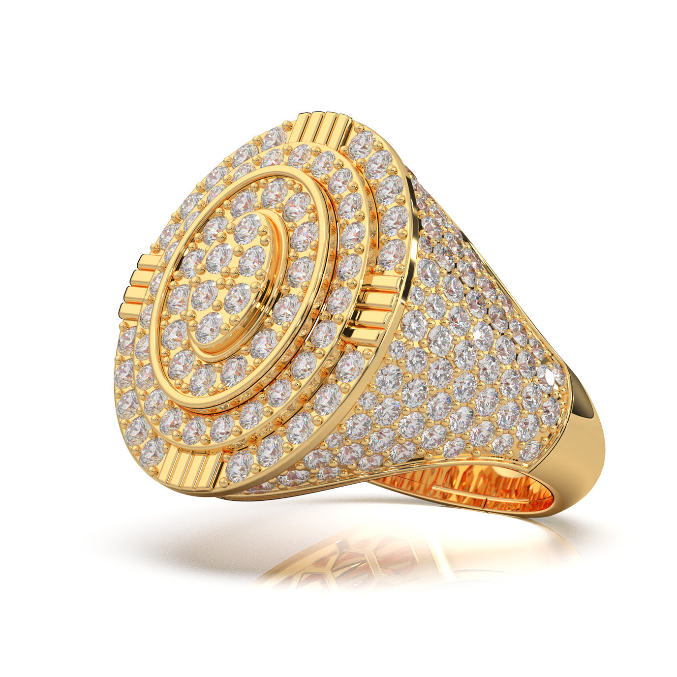 3.90 ct Moissanite Statement Mens Rings in 14k Yellow Gold