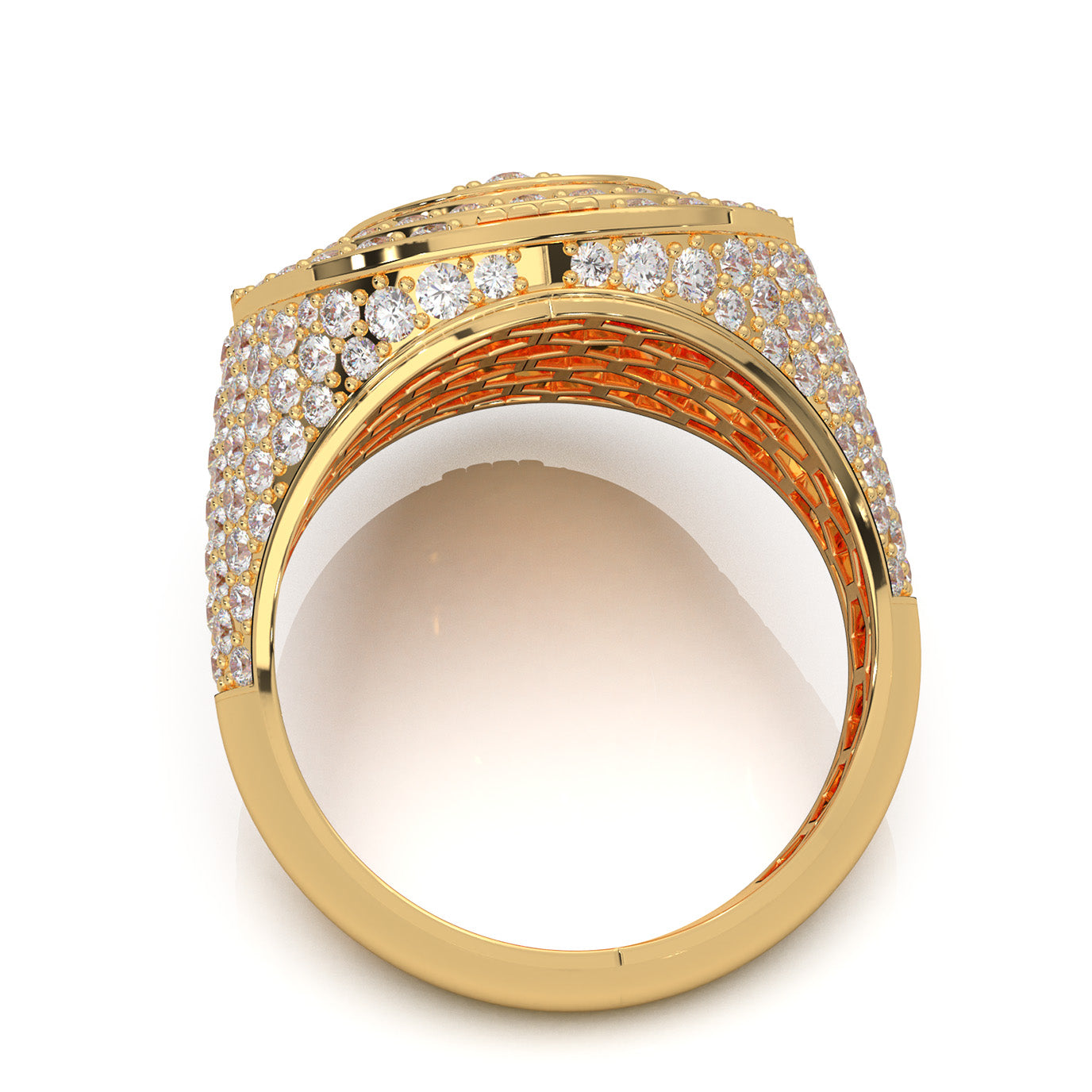 3.90 ct Moissanite Statement Mens Rings in 14k Yellow Gold