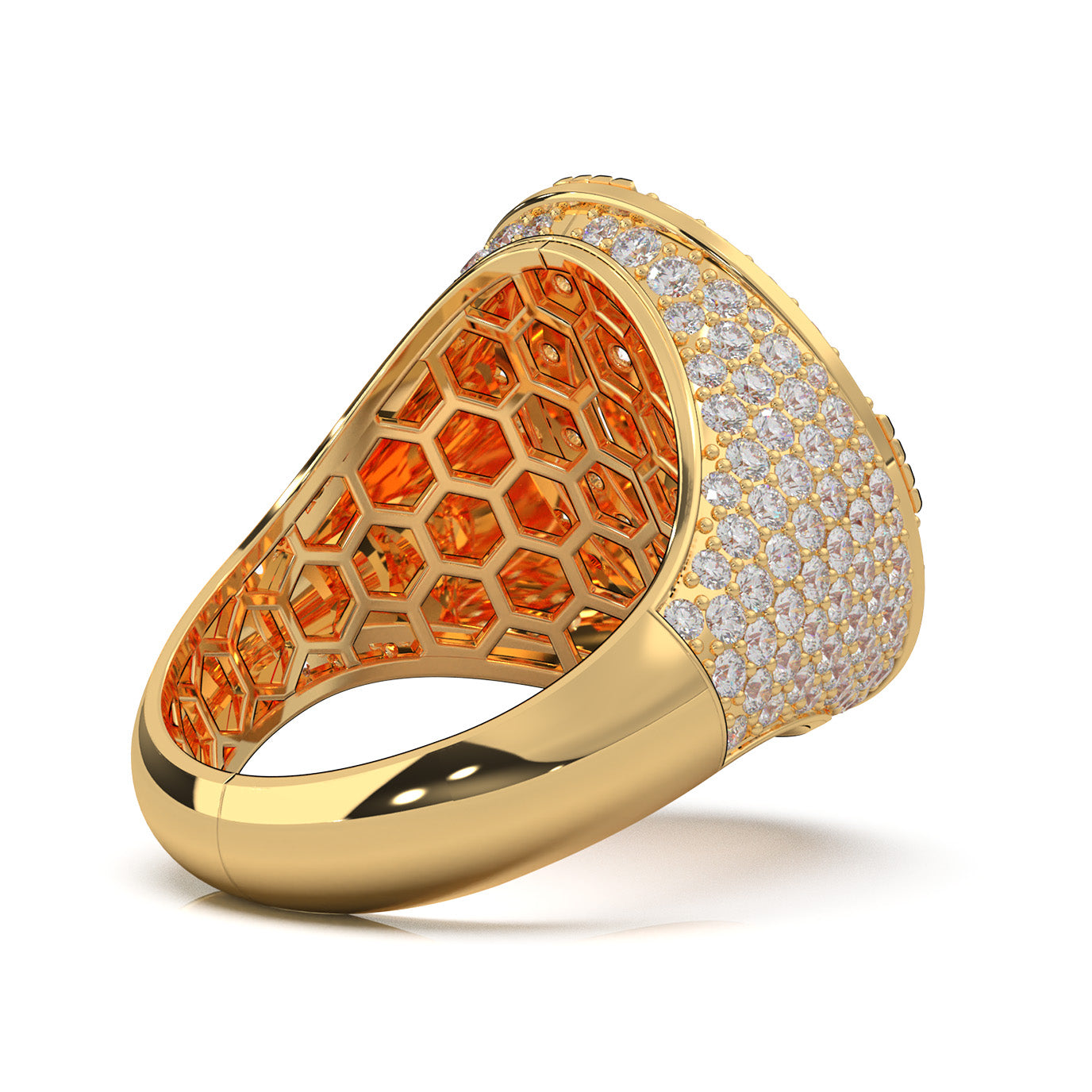 3.90 ct Moissanite Statement Mens Rings in 14k Yellow Gold
