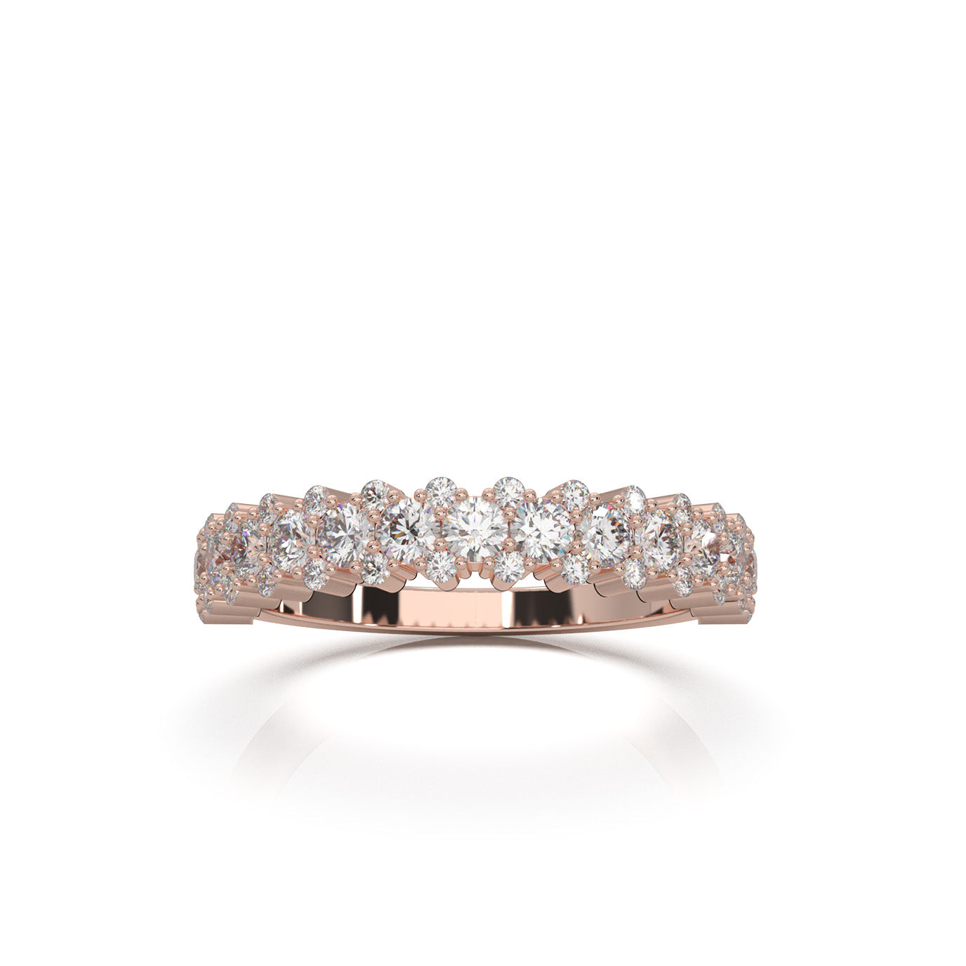 1.00 ct Natural Diamond Wedding Bands in 14k Rose Gold