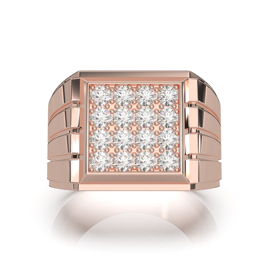 1.30 ct Moissanite Mens Rings in 10k Rose Gold