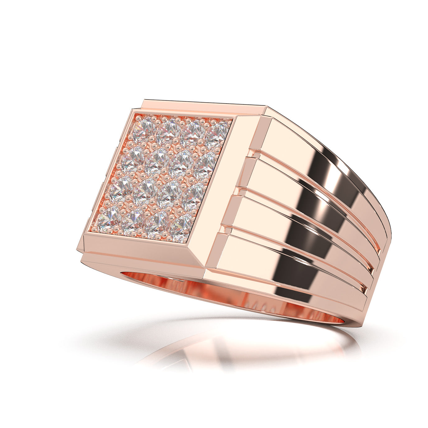 1.30 ct Lab Grown Diamond Mens Rings in 14k Rose Gold