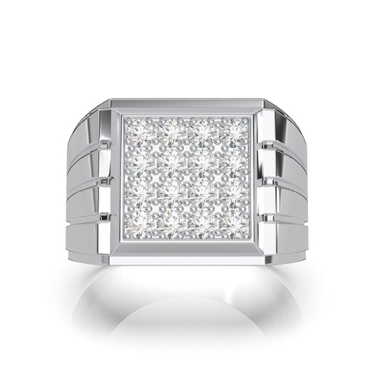 1.30 ct Moissanite Mens Rings in 14k White Gold