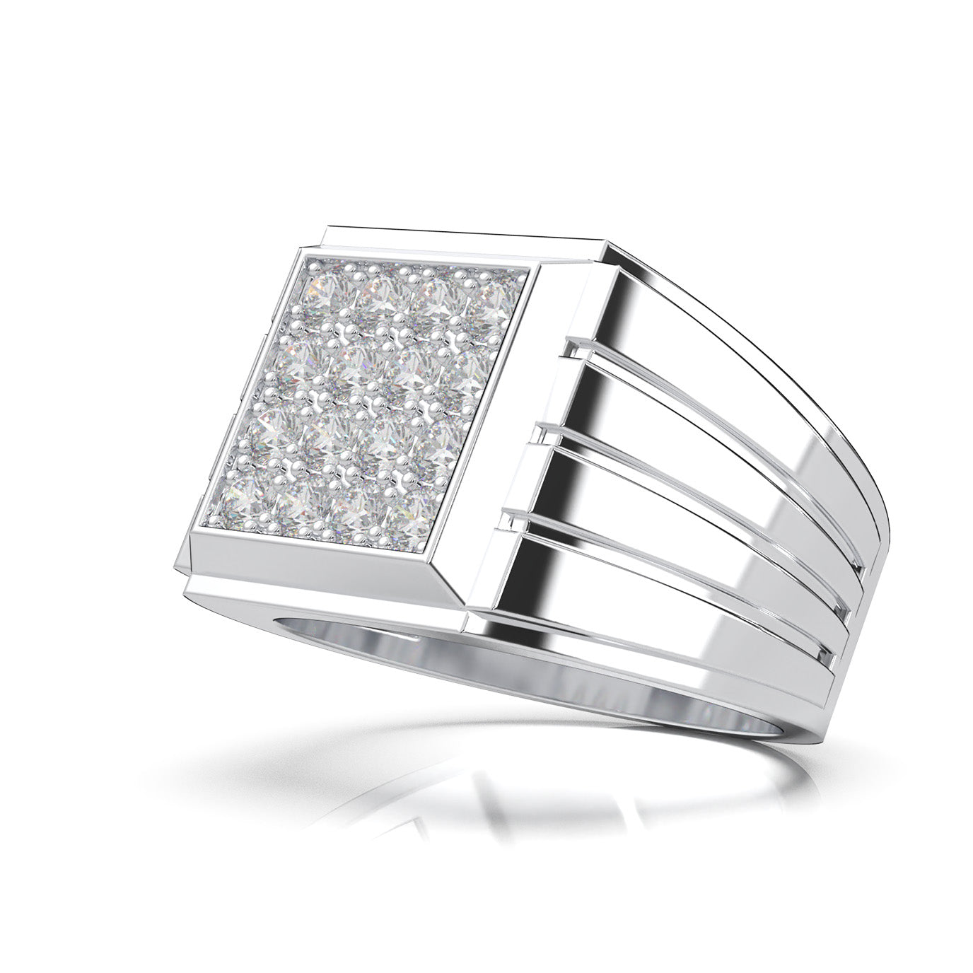 1.30 ct Moissanite Mens Rings in 14k White Gold