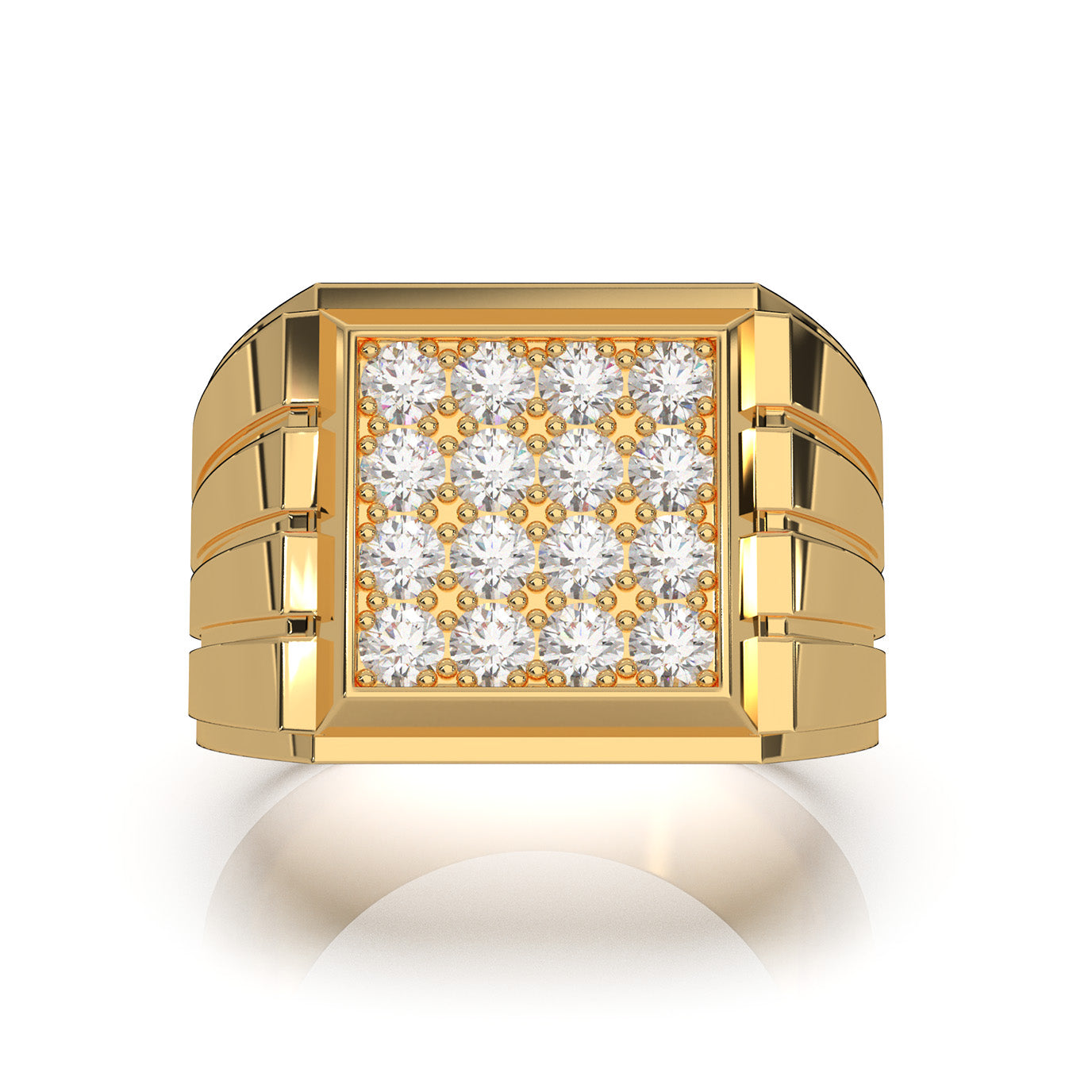 1.30 ct Natural Diamond Mens Rings in 14k Yellow Gold
