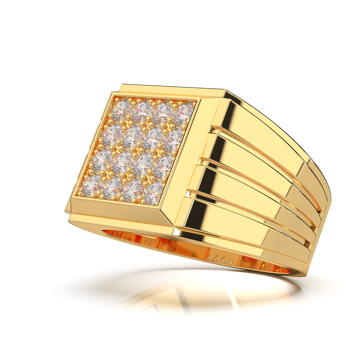 1.30 ct Lab Grown Diamond Mens Rings in 14k Yellow Gold