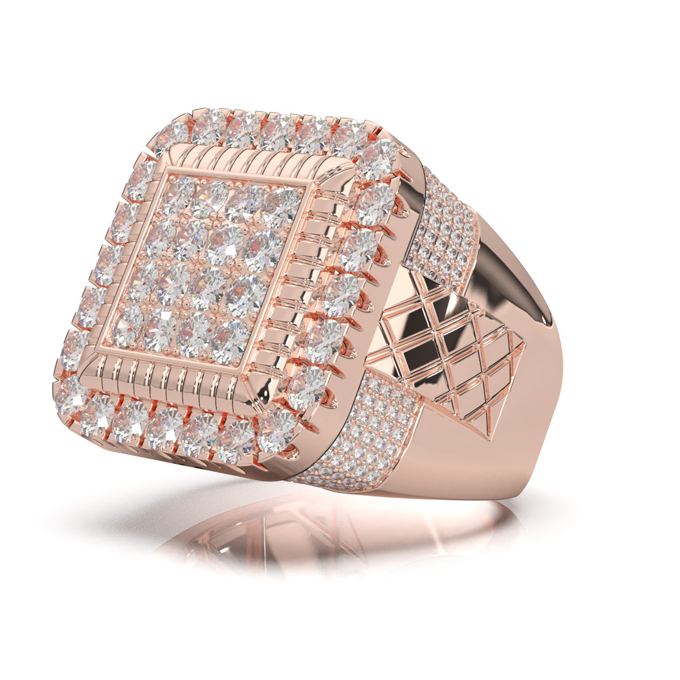 4.90 ct Moissanite Mens Rings in 10k Rose Gold
