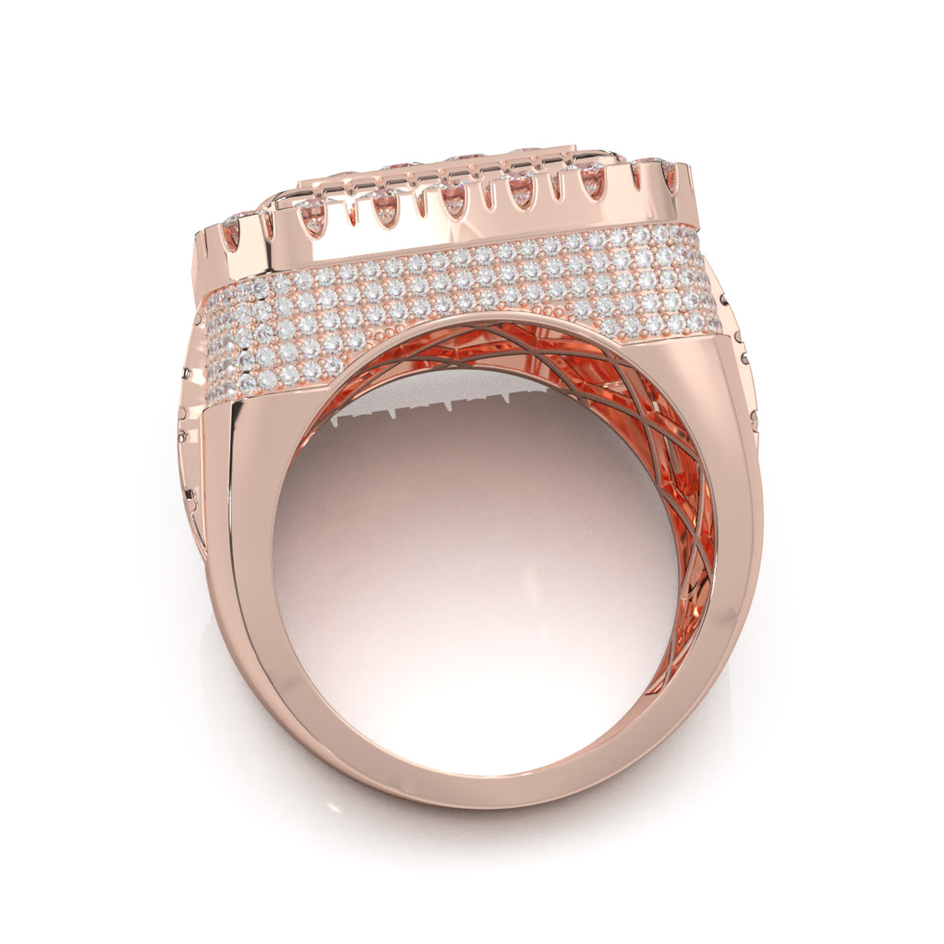 4.90 ct Moissanite Mens Rings in 10k Rose Gold