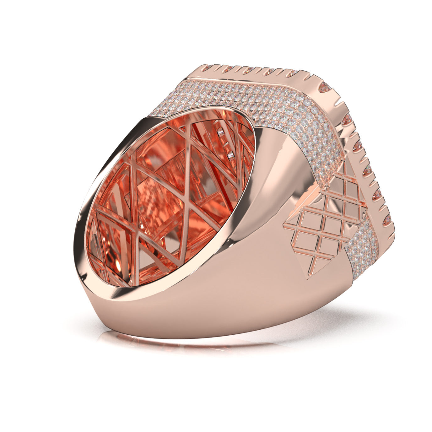 4.90 ct Moissanite Mens Rings in 10k Rose Gold