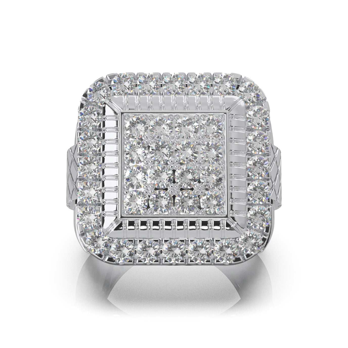 4.90 ct Lab Grown Diamond Mens Rings in 14k White Gold