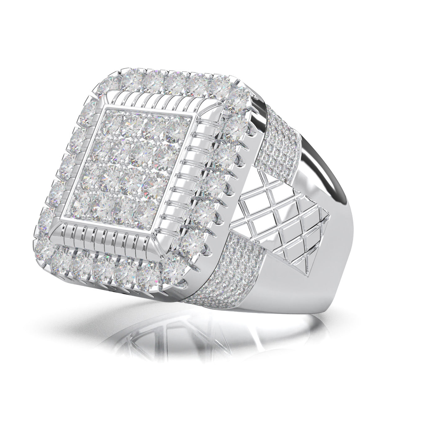 4.90 ct Moissanite Mens Rings in 10k White Gold