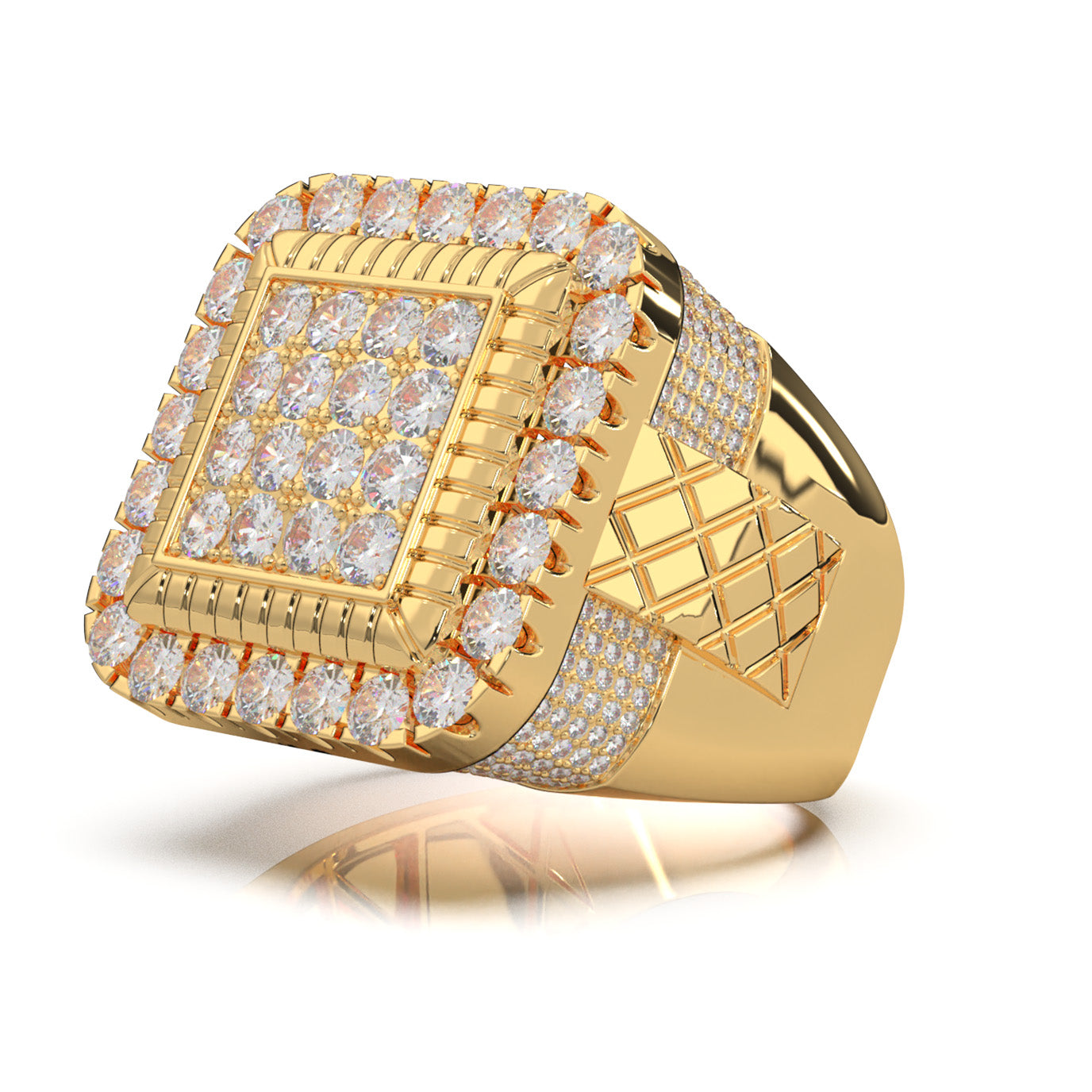 4.90 ct Moissanite Mens Rings in 14k Yellow Gold