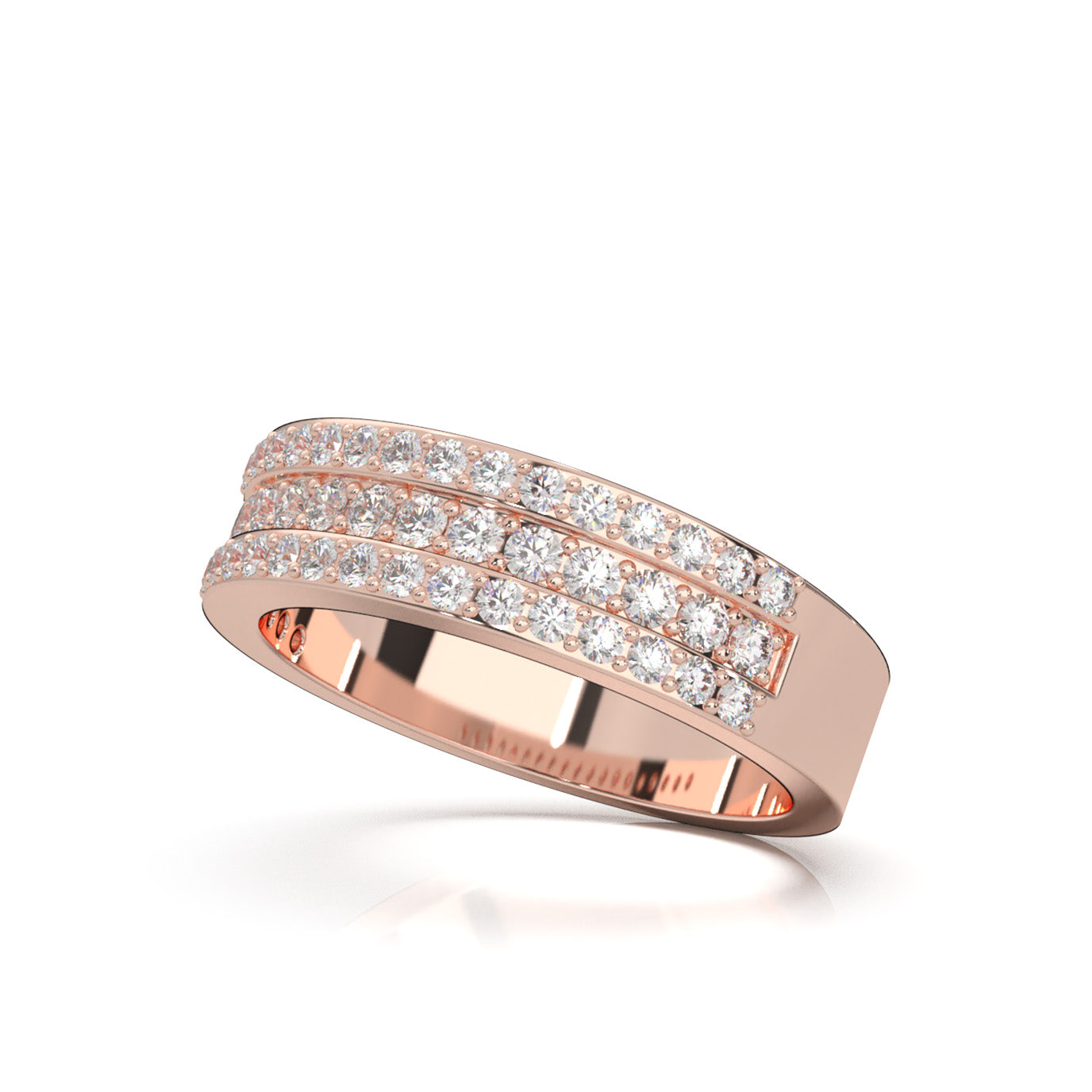 0.85 ct Moissanite Wedding Bands in 14k Rose Gold